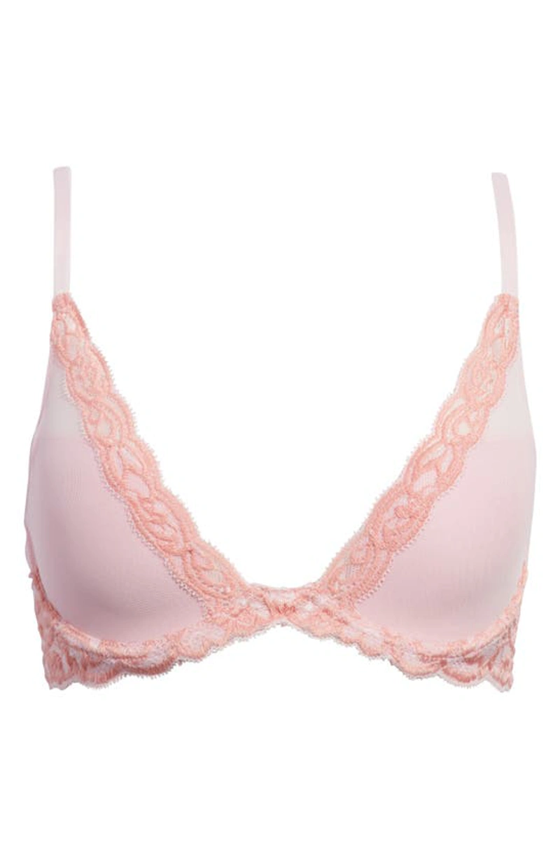 Natori Feathers Contour Plunge Bra, Ribbon Pink/Peach Pink