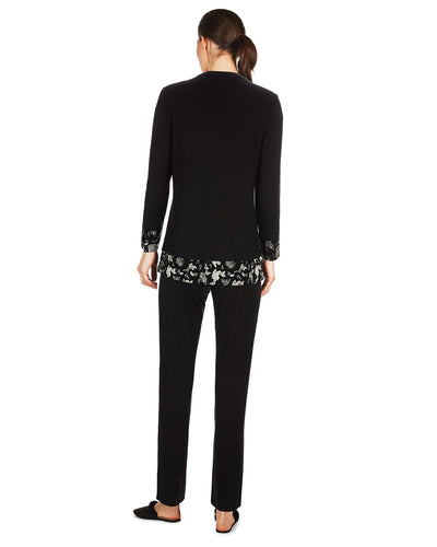 Memoi Floral Flocked Pjs CPJ06656