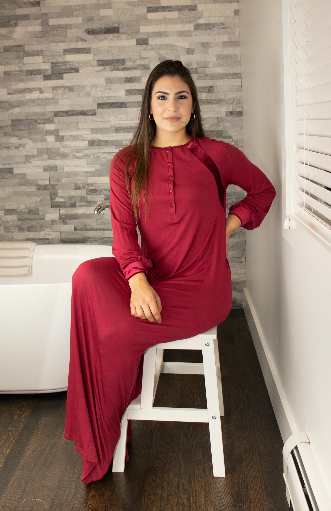 Velvet insert & Buttons Nightgown IDA 281