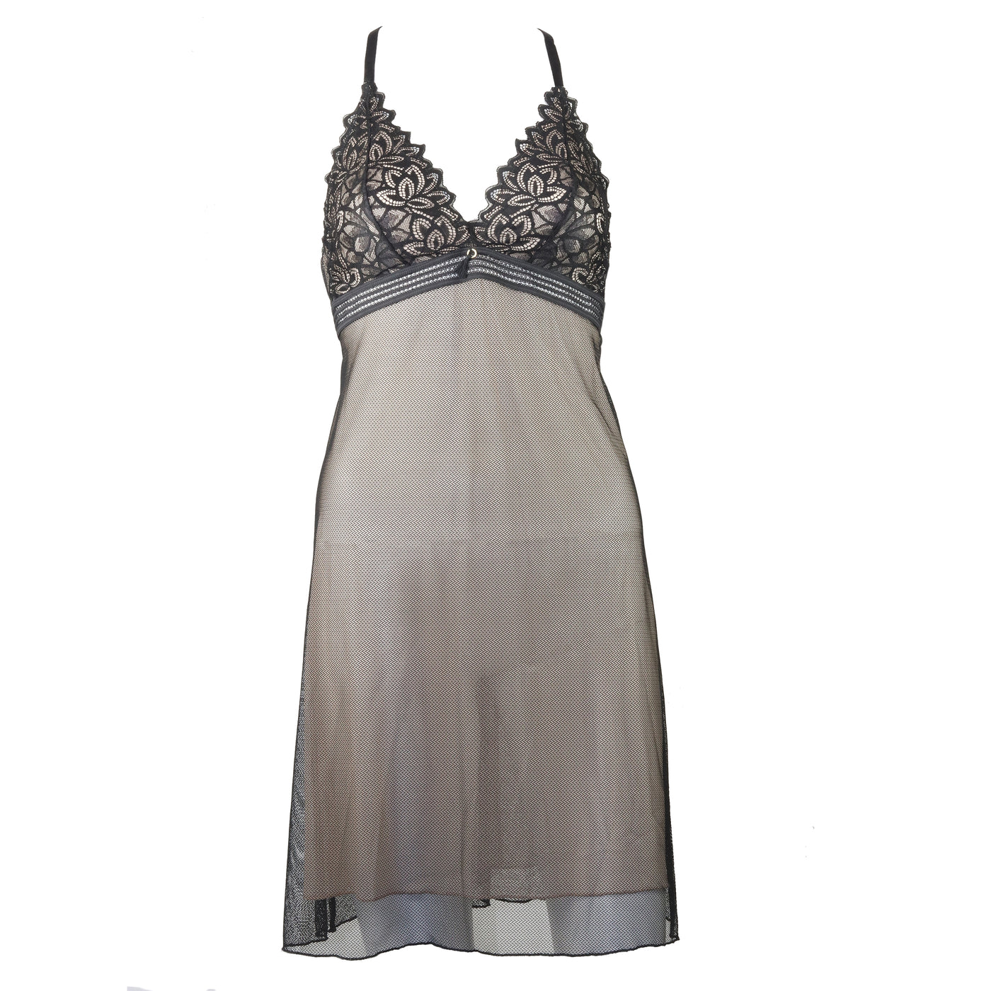 Montelle Triangule Chemise Black and Nude 9415