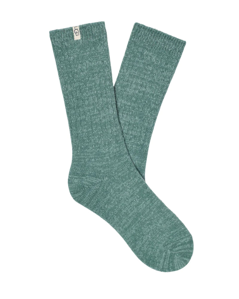 Rib Knit Slouchy Crew Sock, Mallard/Trellis