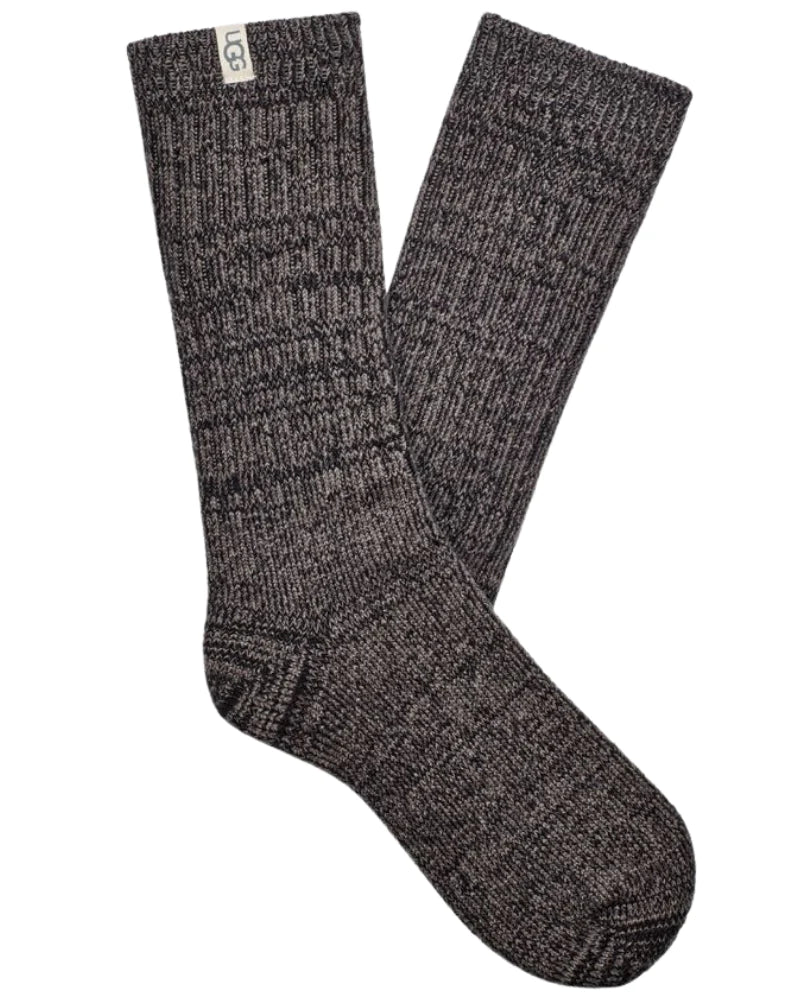 Rib Knit Slouchy Crew Sock, Grey/Black