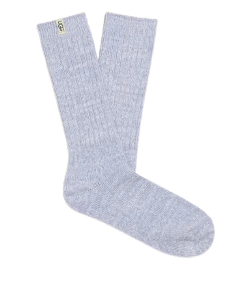 Rib Knit Slouchy Crew Sock, Faded Blue