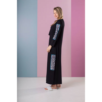 Ellwi Black Nursing Nightgown with Zebra Printed Patches 211