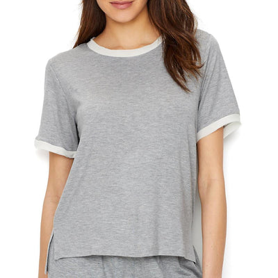 Chiffon Trimmed Modal Pajama Shirt Q80827