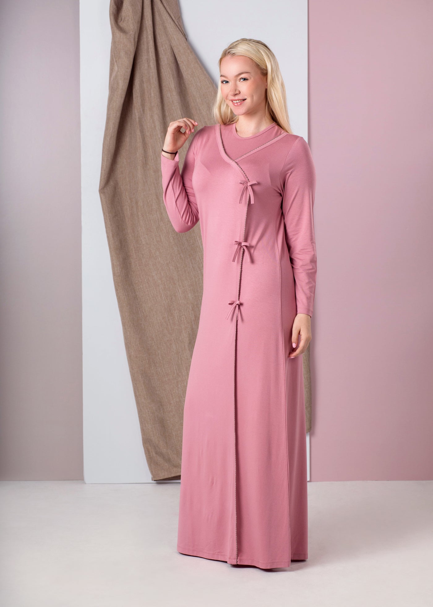 Pink/Black Kimono Style Nightgown 509