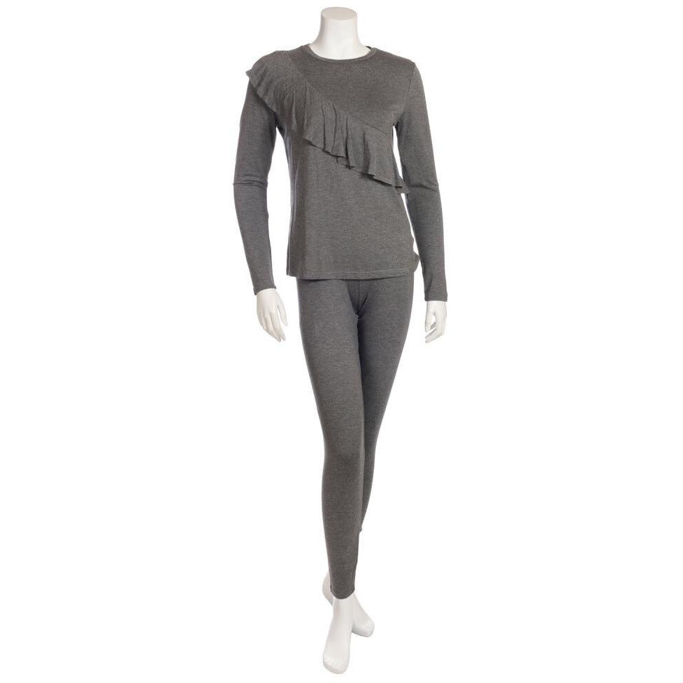Grey Modal Ruffle Pajamas EL815