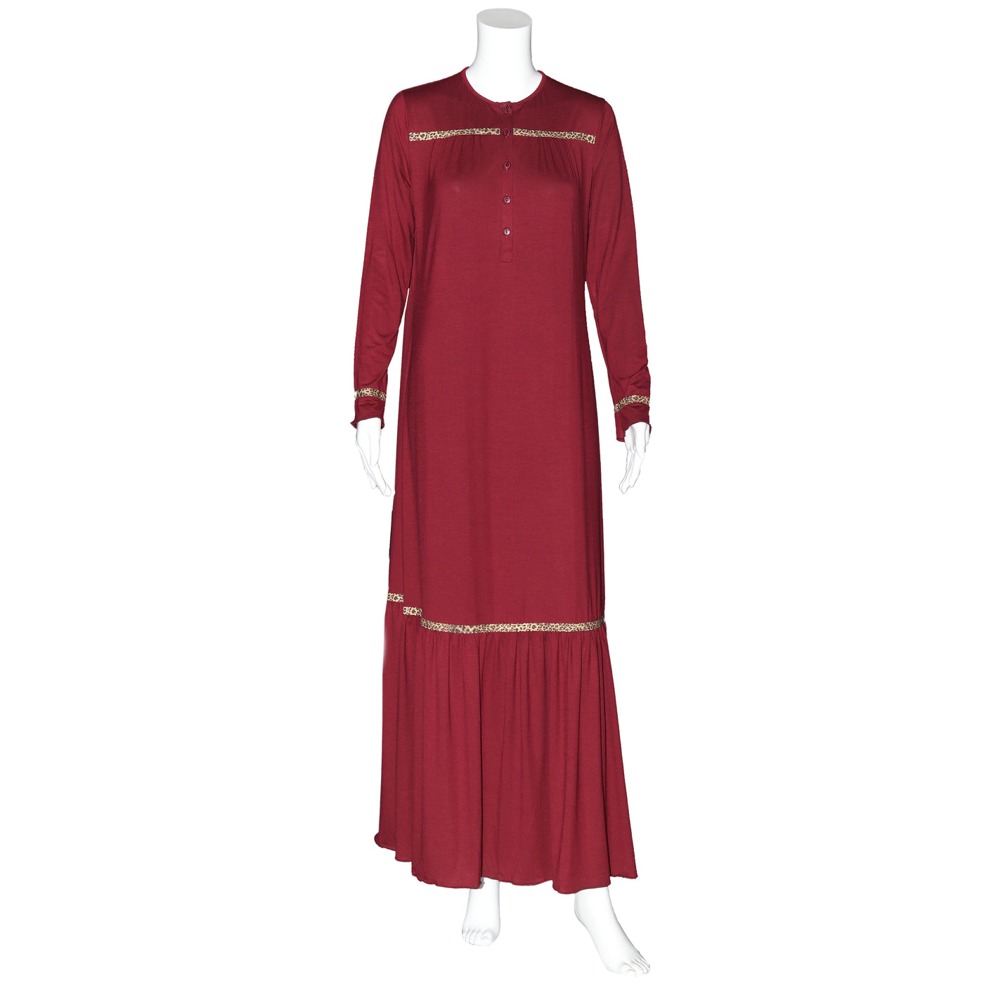 Button Front Ruffle Bottom Nightgown IDA 226POLO