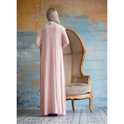 Rosella Neck Shoulder Lace Nightgown, Pink, Ocean Blue